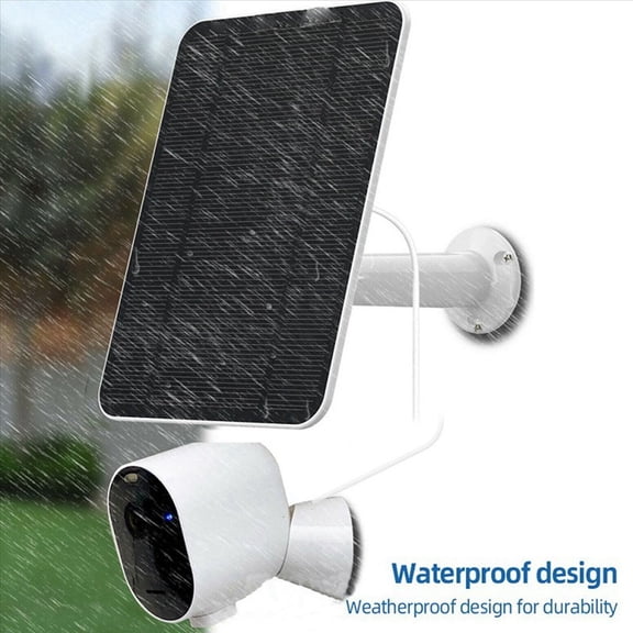 3X Waterproof 10W Solar Panel Charger for Home Security Camera Solar Cells Powered Charger with Charging Cable,Black