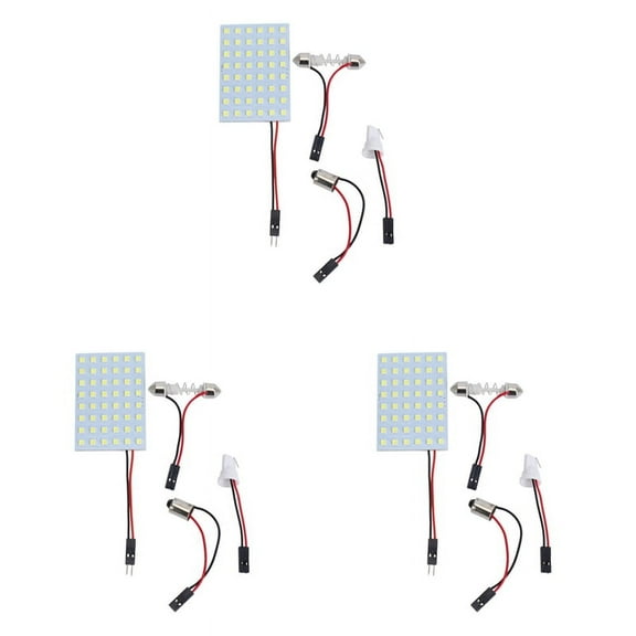 3X White 1210 SMD 48 LED Car Interior Dome Light Panel W T10 BA9S Festoon