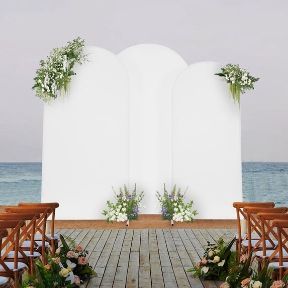 3X White Arch Backdrop Stand Set Wedding Arch Stand Backdrop Decor with Covers