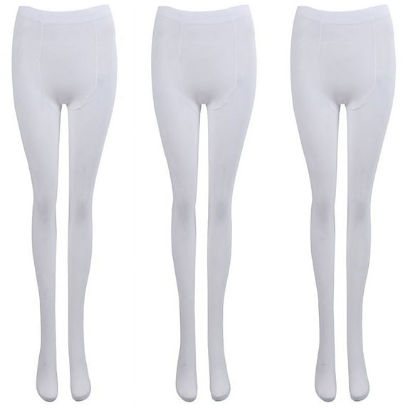 3X White Solid Color Pantyhose for Women