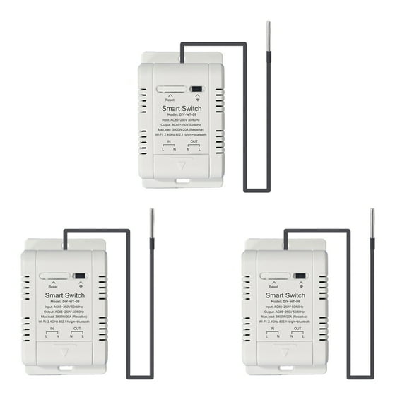 3X WiFi Temperature Switch with 1M Sensor Smart WiFi 20A Thermostat Temperature Switch Supports Voice Control,3 x WiFi Temperature Switch,White