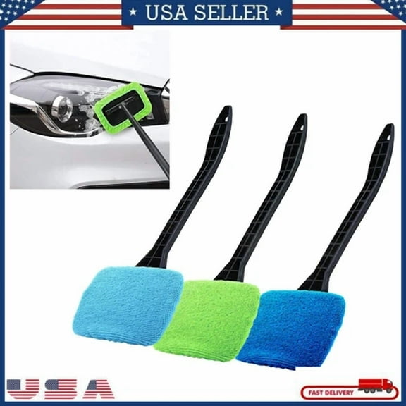 3X Window Windshield Cleaning Tool Wand Microfiber Car Wiper Cleaner Glass Brush