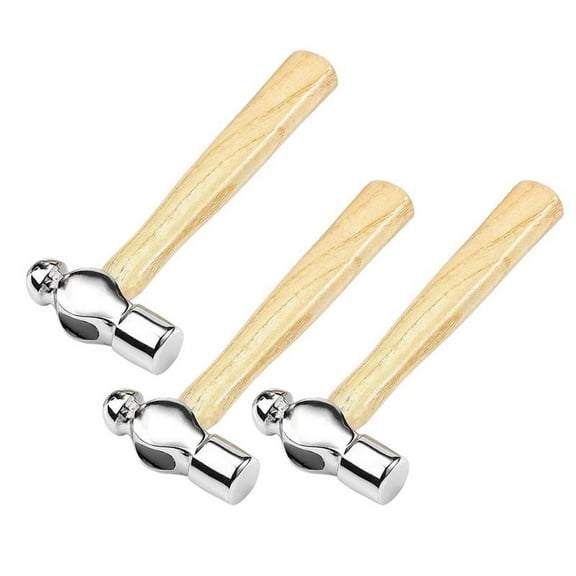 3X Wooden Handle Round Hammer Home Installation Hammer Walnut Hammer 0.25P Woodworking Hammer Mini Hammer Hand Tools