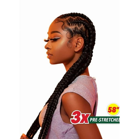 SENSATIONNEL X-PRESSION 3X PRE STRETCHED 58 BRAID CROCHET HAIR AFRICAN COLLECTION 100% KANEKALON FIBER