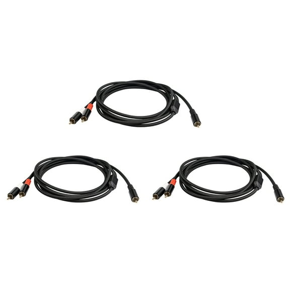 3X Y Adapter Cable Subwoofer Y Cable 1X to 2X RAC Audio Cable 1 to 2 Power Amplifier Audio Cable,1 Meter