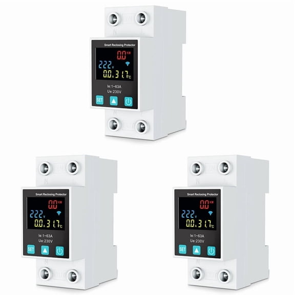 3X ZigBee TUYA 2P/63A Circuit Breaker Earth Leakage over Under Voltage Protection Protector Relay  Meter