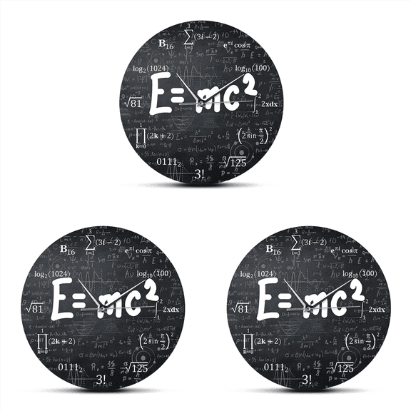 3X of Relativity Math Formula Wall Clock Scientist Physics Teacher Gift School Classroom Decor