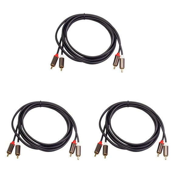 3X to 2 Coaxial Audio Cable 3.5 Jack Stereo Audio Cord 1M for Home Theater DVD TV Amplifier CD