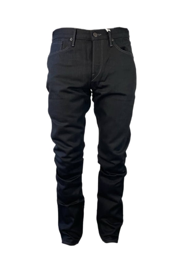 Men's Selvedge 5 Pockets Denim Straight Jeans, Black, 38