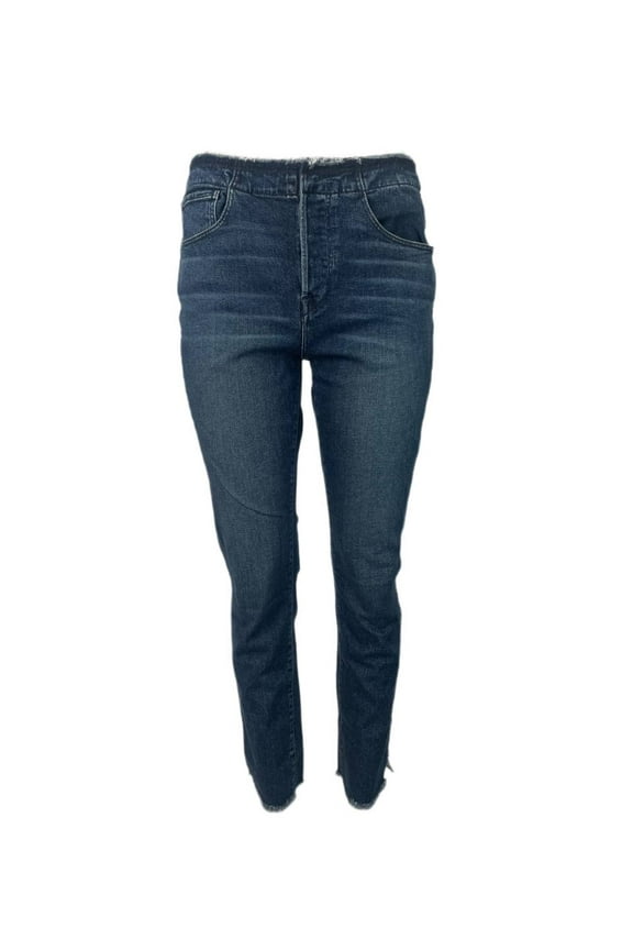 Women's Straigh Buttons Pockets Jeans, Dark Blue, 26