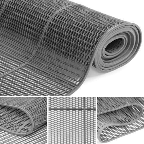 3X10 Ft Drainage Non Slip Flooring Mats, 0.22'' Thick Swimming Pool Shower Mats Commercial PVC Mesh Hollow Wet Area Outdoor Mats for Bathroom Restaurant Kitchen Sauna Patio