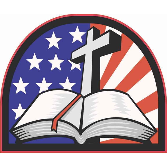 3X2.5 American Cross Bible Bumper Sticker Vinyl Truck Window Sti