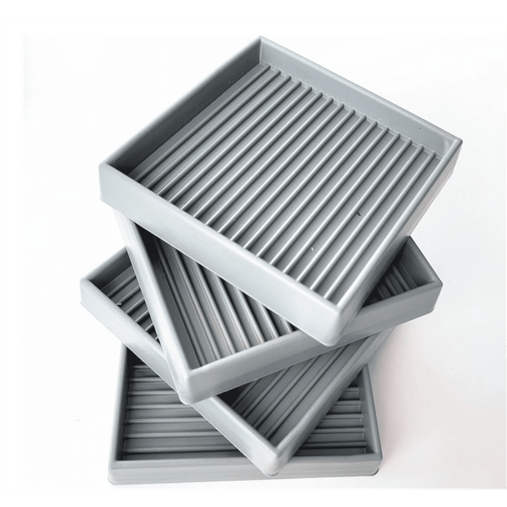 3X3 Square Rubber Furniture Caster Cups, Gray Caster Cups with Anti