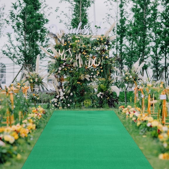 3X33FT Green Aisle Runner Non-slip Runway Rug Wedding Ceremony Proposal Decor