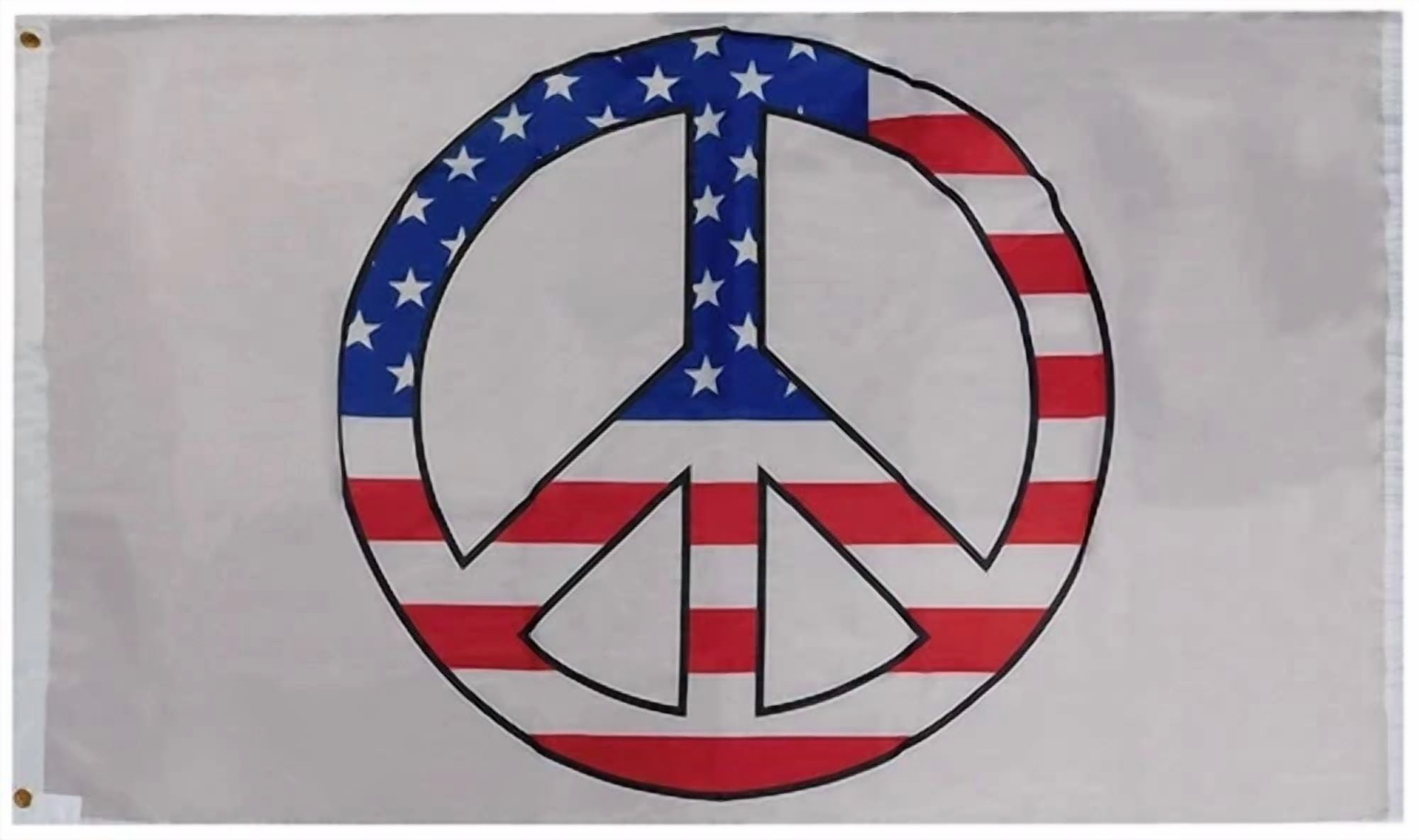 3X5 American Usa Peace Sign White Premium 3'X5' Printed Nylon Flag Banner