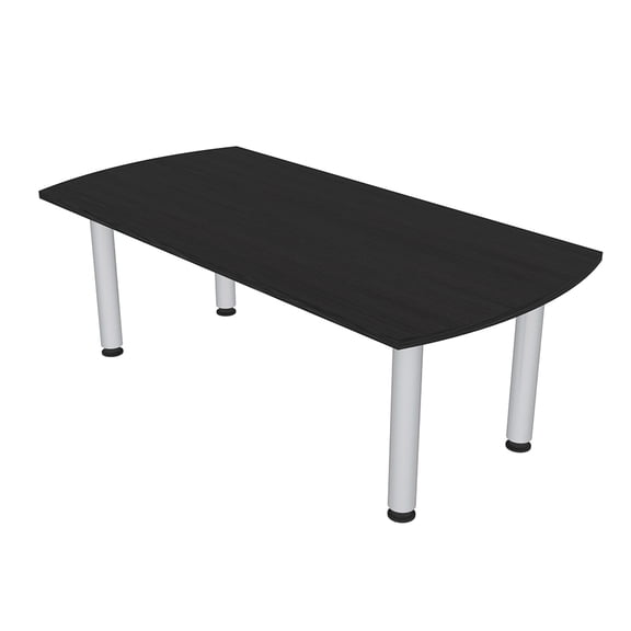 3X5 Arc Rectangle Conference Table With Silver Post Leg Power And Data
