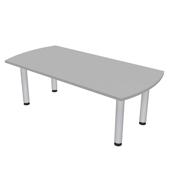 3X5 Arc Rectangle Conference Table With Silver Post Leg Power And Data