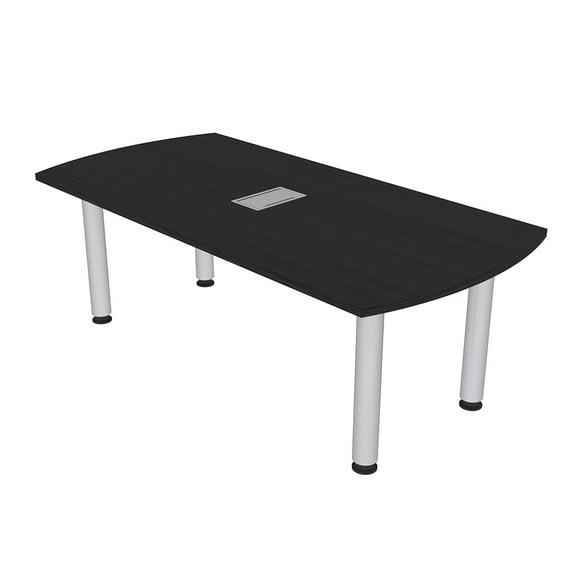 3X5 Arc Rectangle Conference Table With Silver Post Leg Power And Data