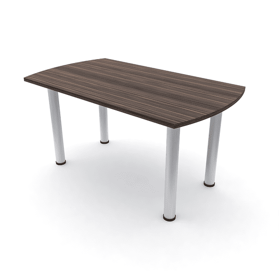 3X5 Arc Rectangle Conference Table With Silver Post Leg Power And Data