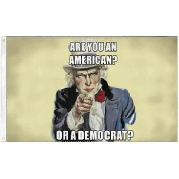 3X5 Are You An American Or Democrat Flag Uncle Sam Trump 2024 Flag Banner 100D