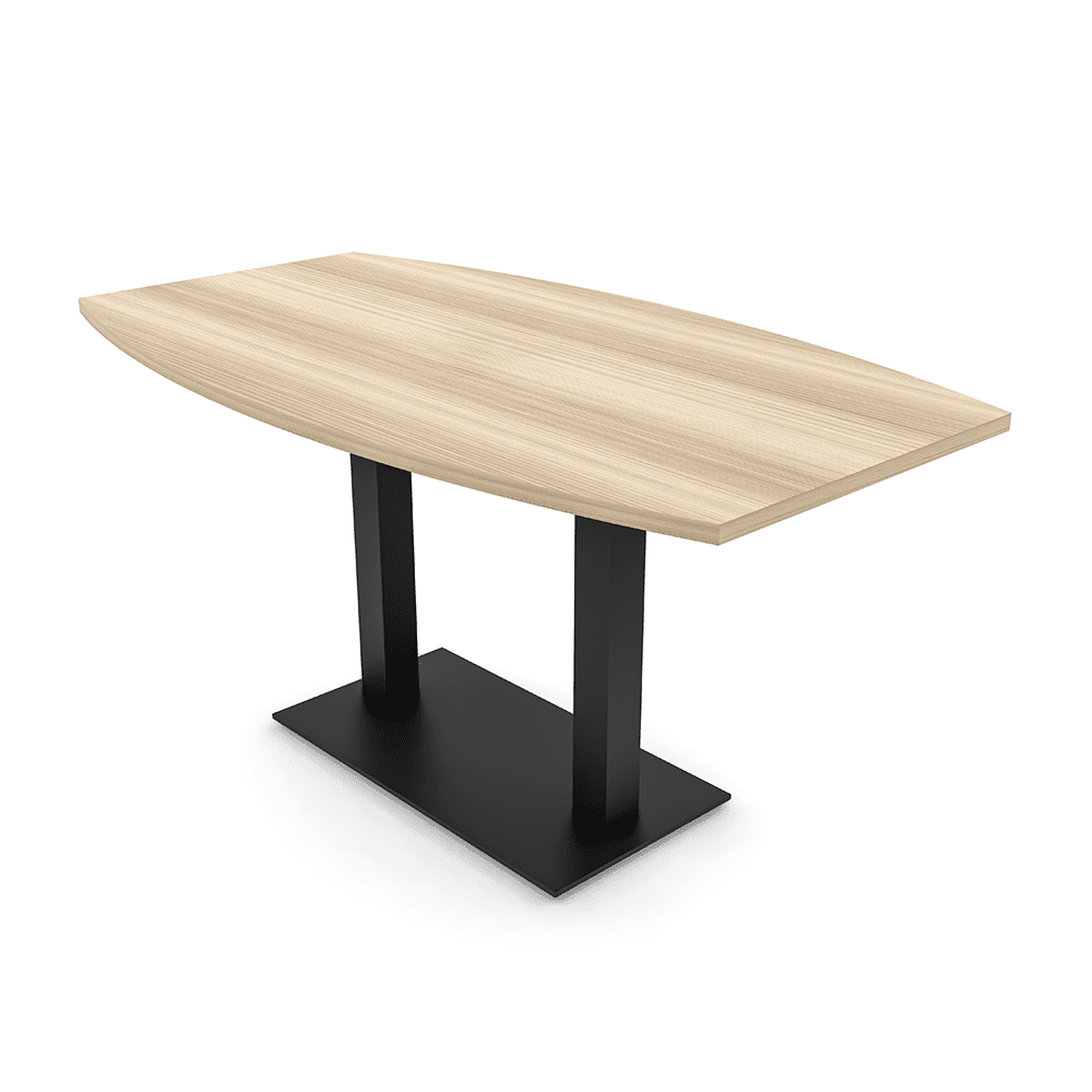3X5 Boat Shaped Conference Table With Metal Base And Electrical Module ...