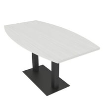 3X5 Boat Shaped Conference Table With Metal Base And Electrical Module