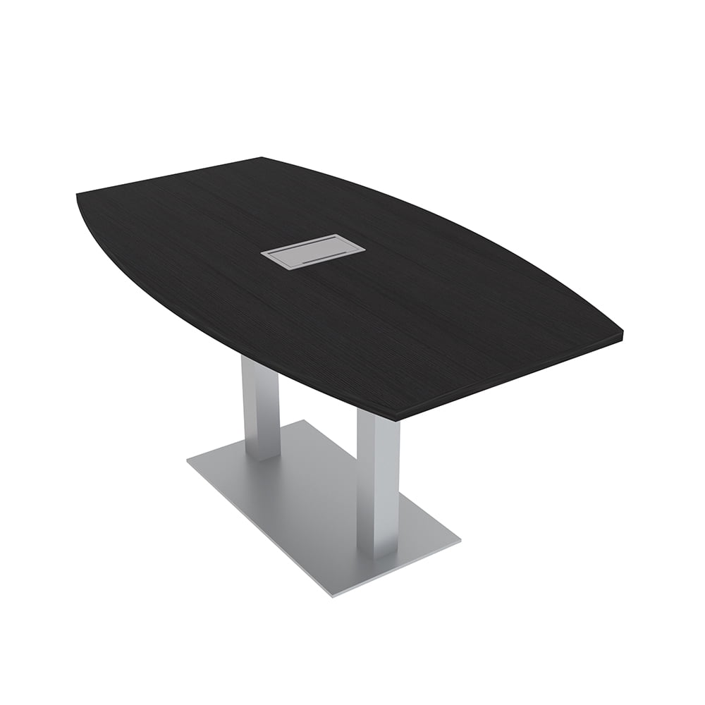 3X5 Boat Shaped Conference Table With Metal Base And Electrical Module ...