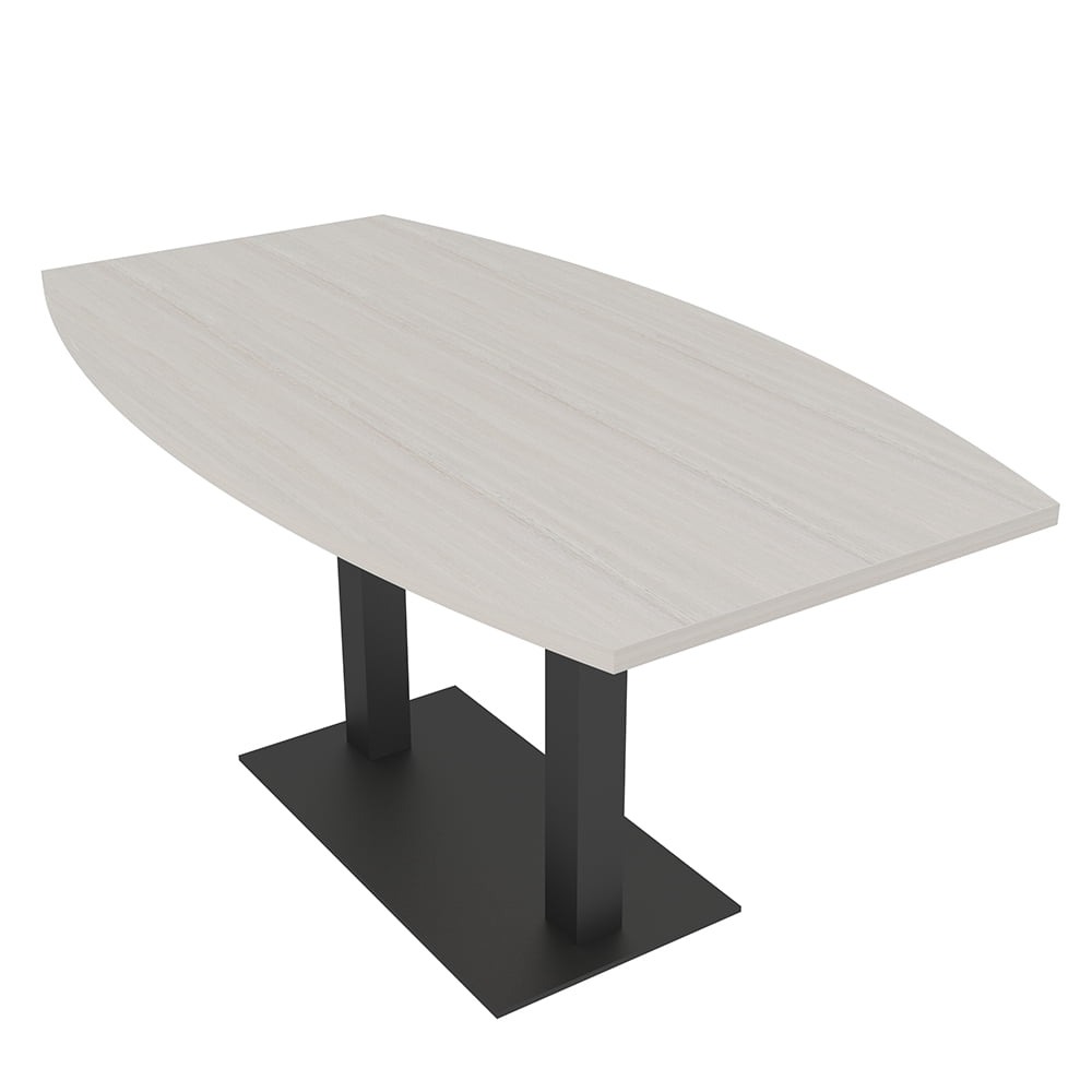 3X5 Boat Shaped Conference Table With Metal Base And Electrical Module ...