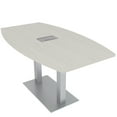 thumbnail image 1 of 3X5 Boat Shaped Conference Table With Metal Base And Electrical Module, 1 of 7