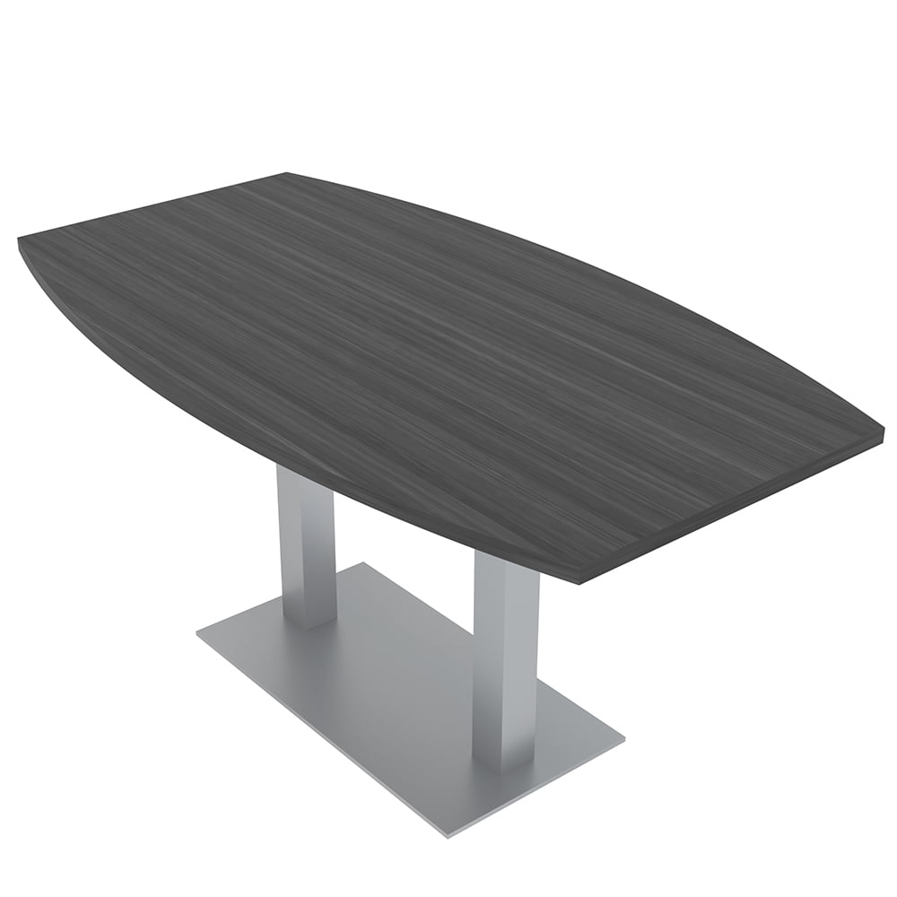 3X5 Boat Shaped Conference Table With Metal Base And Electrical Module ...