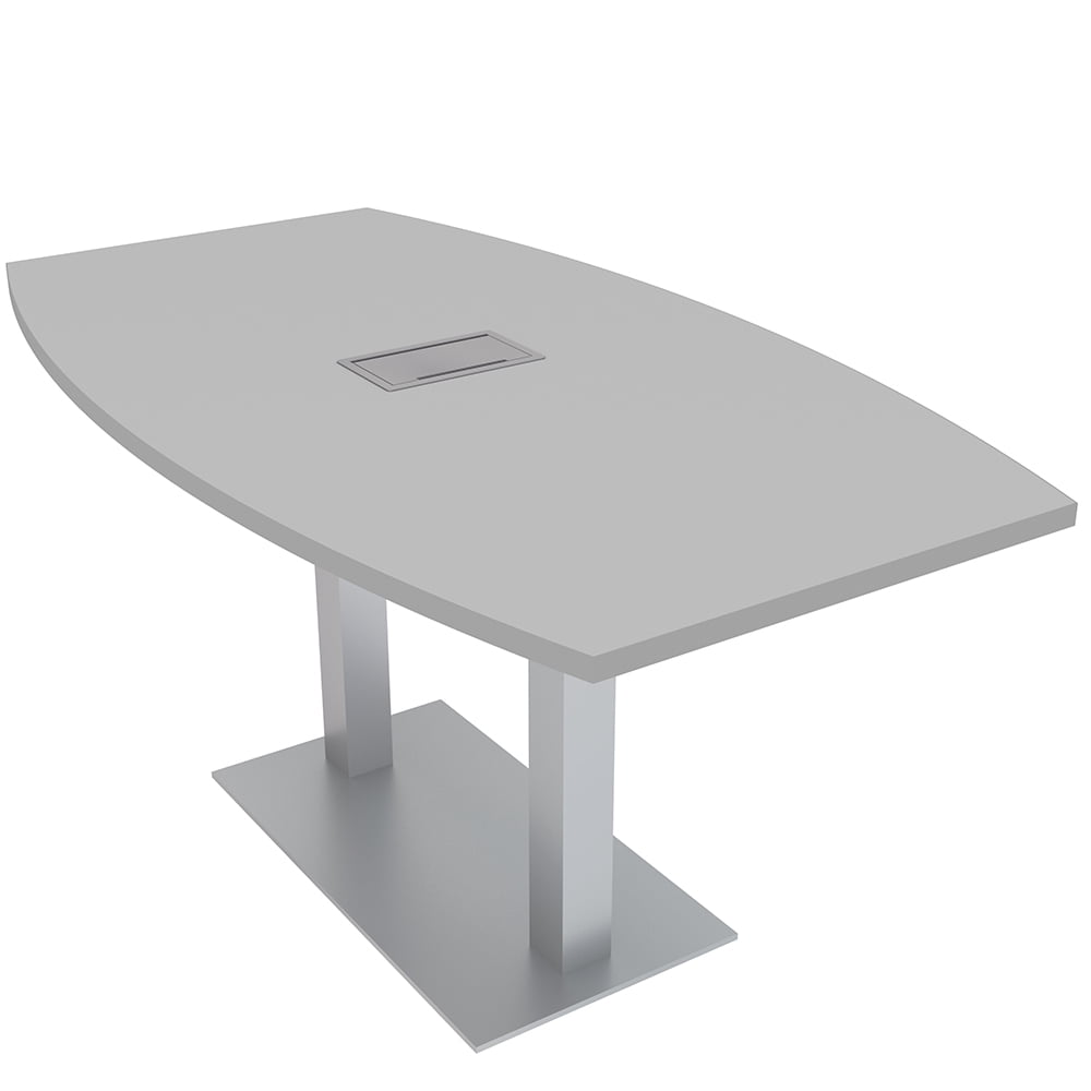 3X5 Boat Shaped Conference Table With Metal Base And Electrical Module ...