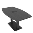 thumbnail image 1 of 3X5 Boat Shaped Conference Table With Metal Base And Electrical Module, 1 of 7