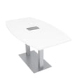thumbnail image 1 of 6 Person Boat Shaped Conference Table With Metal Base And Power Module, 1 of 8