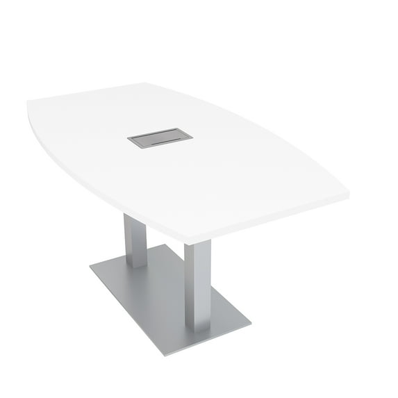 6 Person Boat Shaped Conference Table With Metal Base And Power Module
