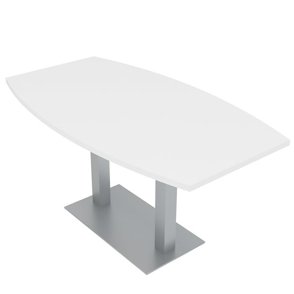 3X5 Boat Shaped Conference Table With Metal Base And Electrical Module