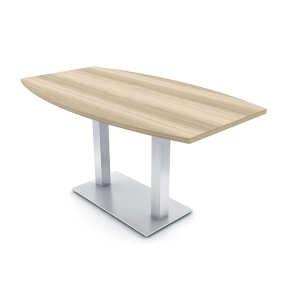3X5 Boat Shaped Conference Table With Metal Base And Electrical Module