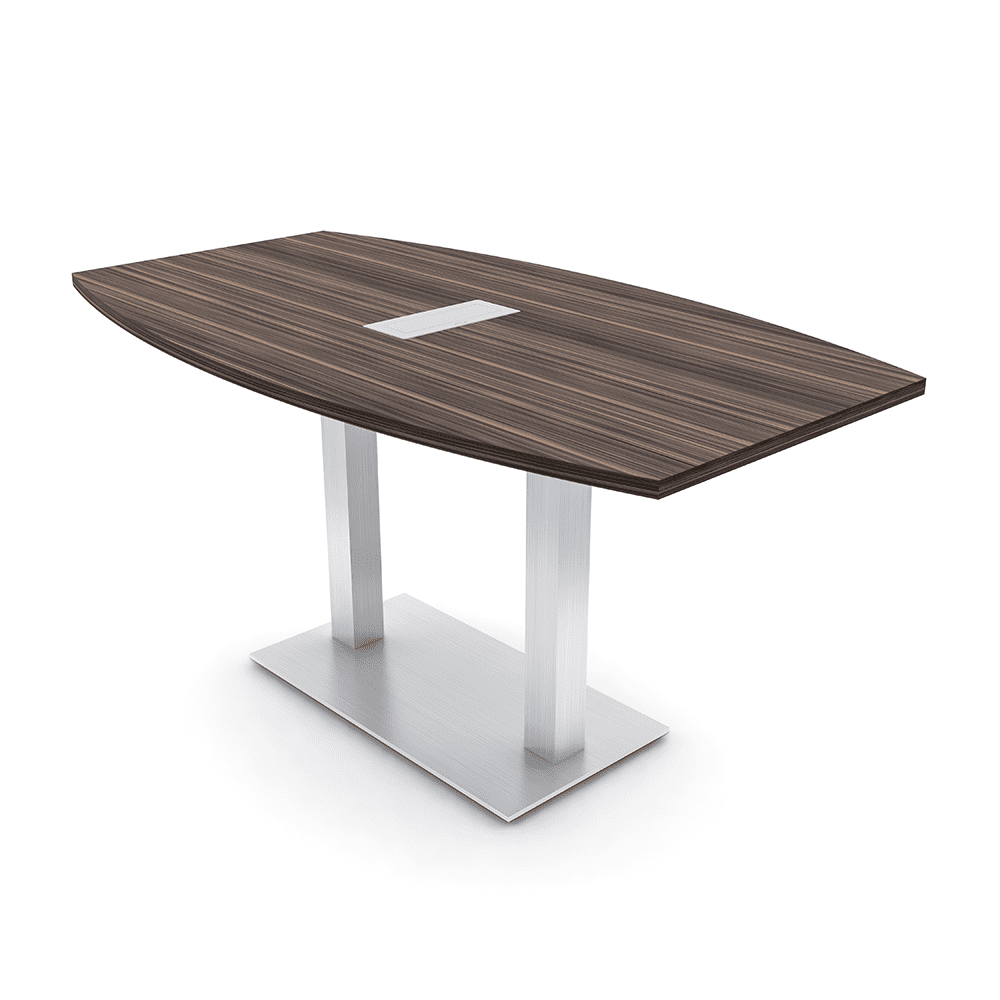 3X5 Boat Shaped Conference Table With Metal Base And Electrical Module ...