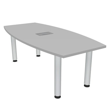 3X5 Boat Shaped Conference Table With Silver Post Leg Power And Data