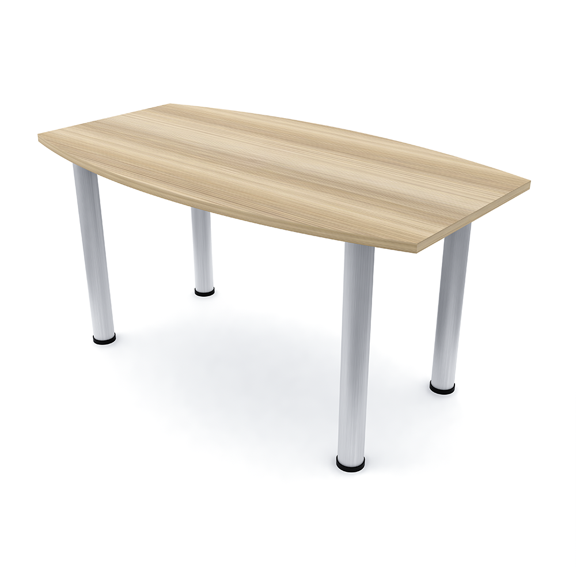 3X5 Boat Shaped Conference Table With Silver Post Leg Power And Data