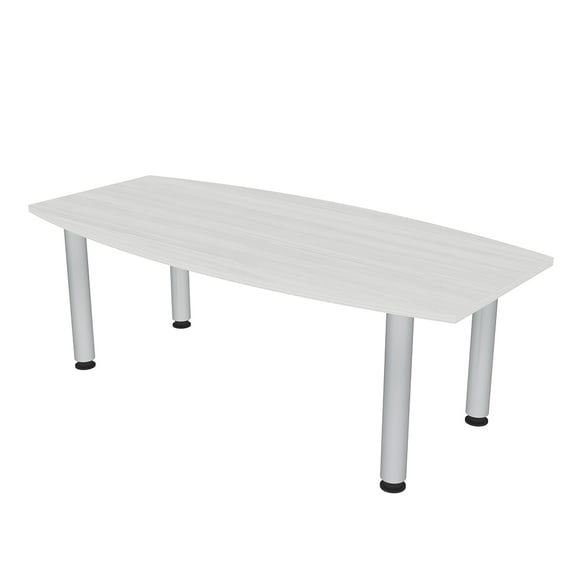 3X5 Boat Shaped Conference Table With Silver Post Leg Power And Data