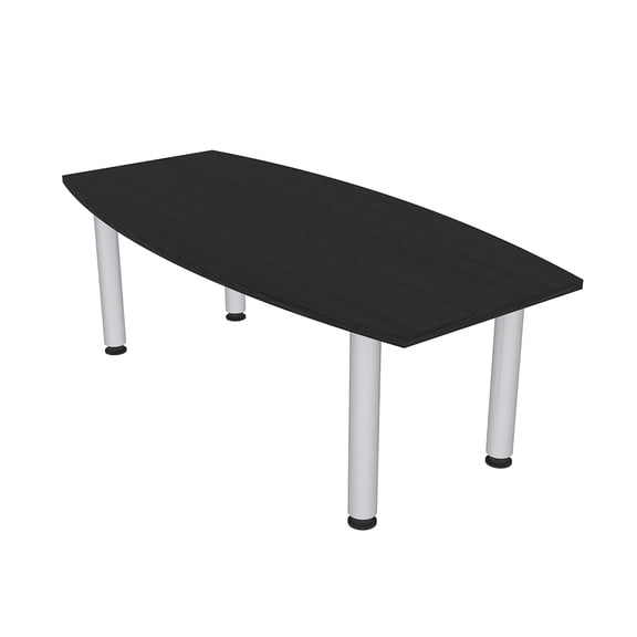 3X5 Boat Shaped Conference Table With Silver Post Leg Power And Data