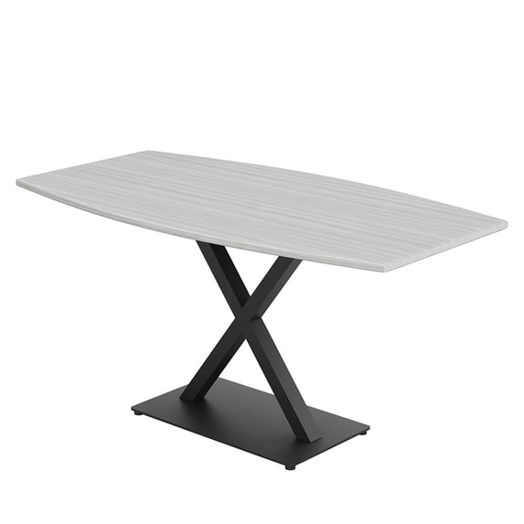 3X5 Boat Shaped Conference Table With X Base And Electrical Module