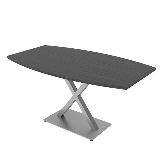 3X5 Boat Shaped Conference Table With X Base And Electrical Module