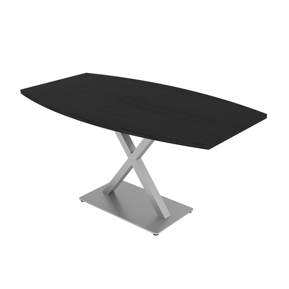 3X5 Boat Shaped Conference Table With X Base And Electrical Module