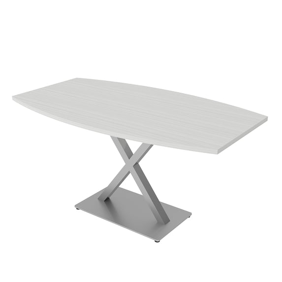 3X5 Boat Shaped Conference Table With X Base And Electrical Module