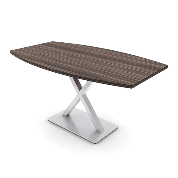 3X5 Boat Shaped Conference Table With X Base And Electrical Module
