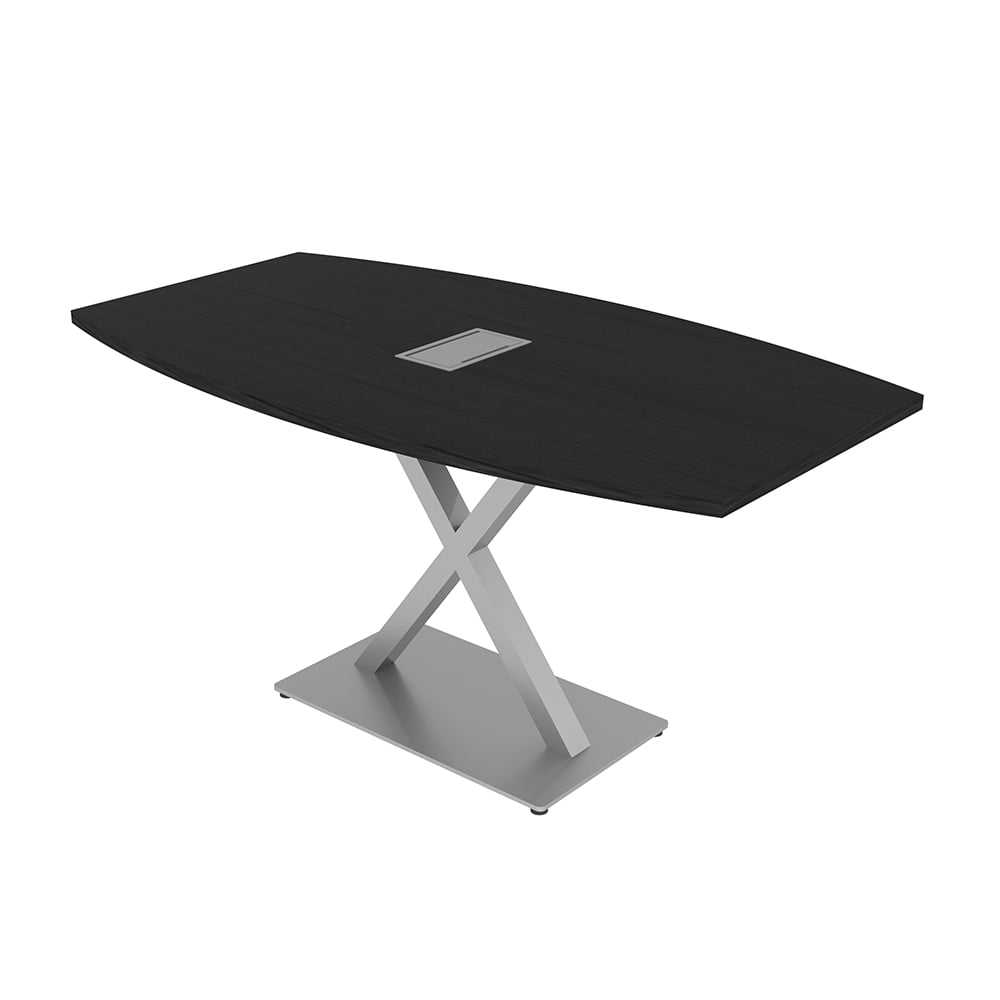 3X5 Boat Shaped Conference Table With X Base And Electrical Module ...