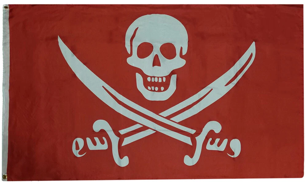 3X5 Calico Jack Rackham Pirate Blood Red White Woven Poly Nylon 5X3 ...