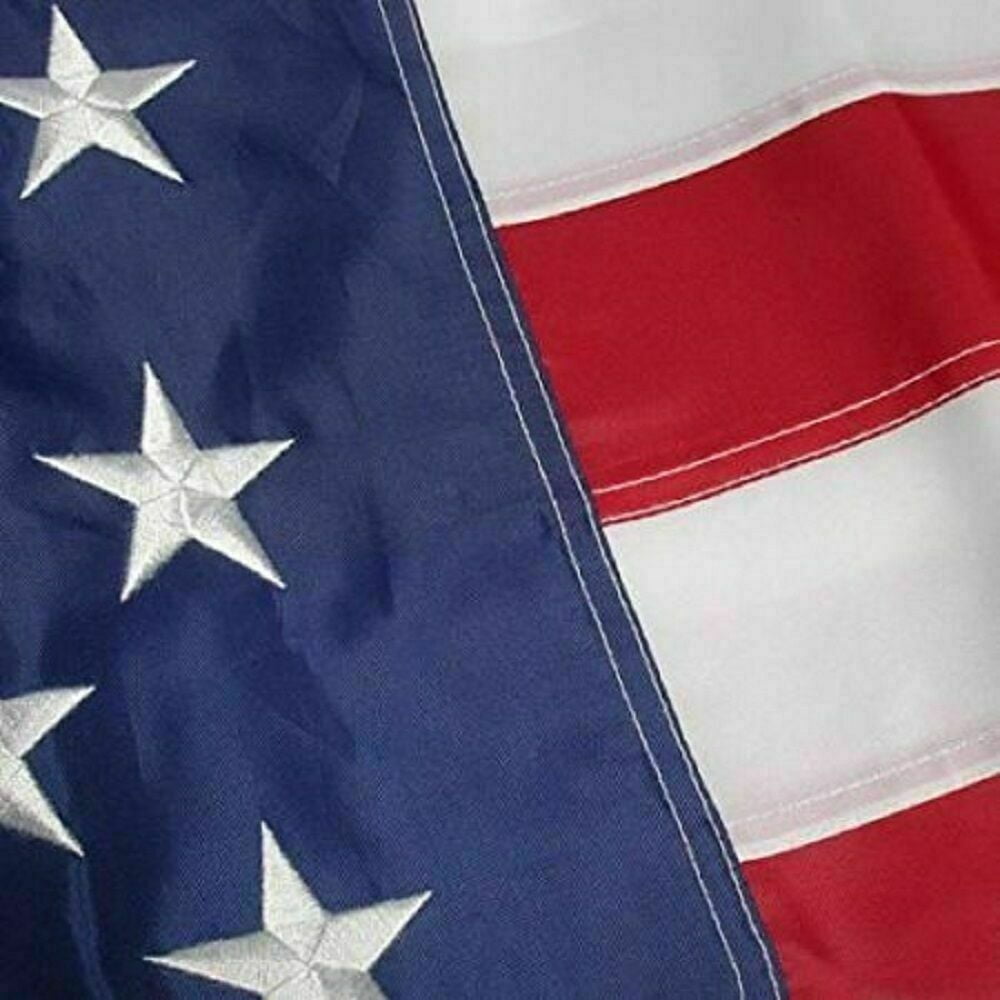 3X5 FT USA Embroidered White Sleeve Pole Pocket Deluxe Nylon Stars American Flag
