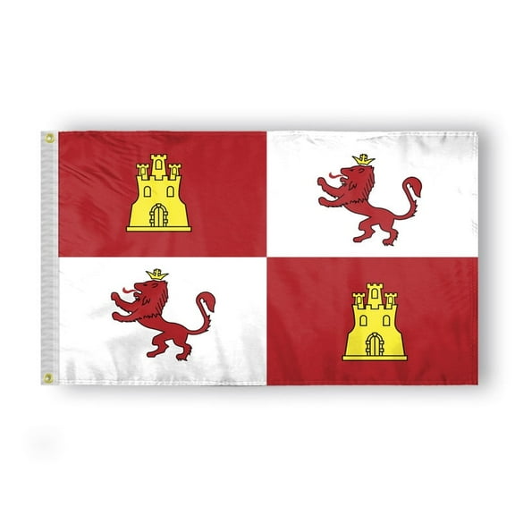3X5 Ft Spanish Royal Standard Spain Flag Colonial American Revolution History Flags - Printed 200D Nylon with Brass Grommets - Spanish Lions & Castles Flag